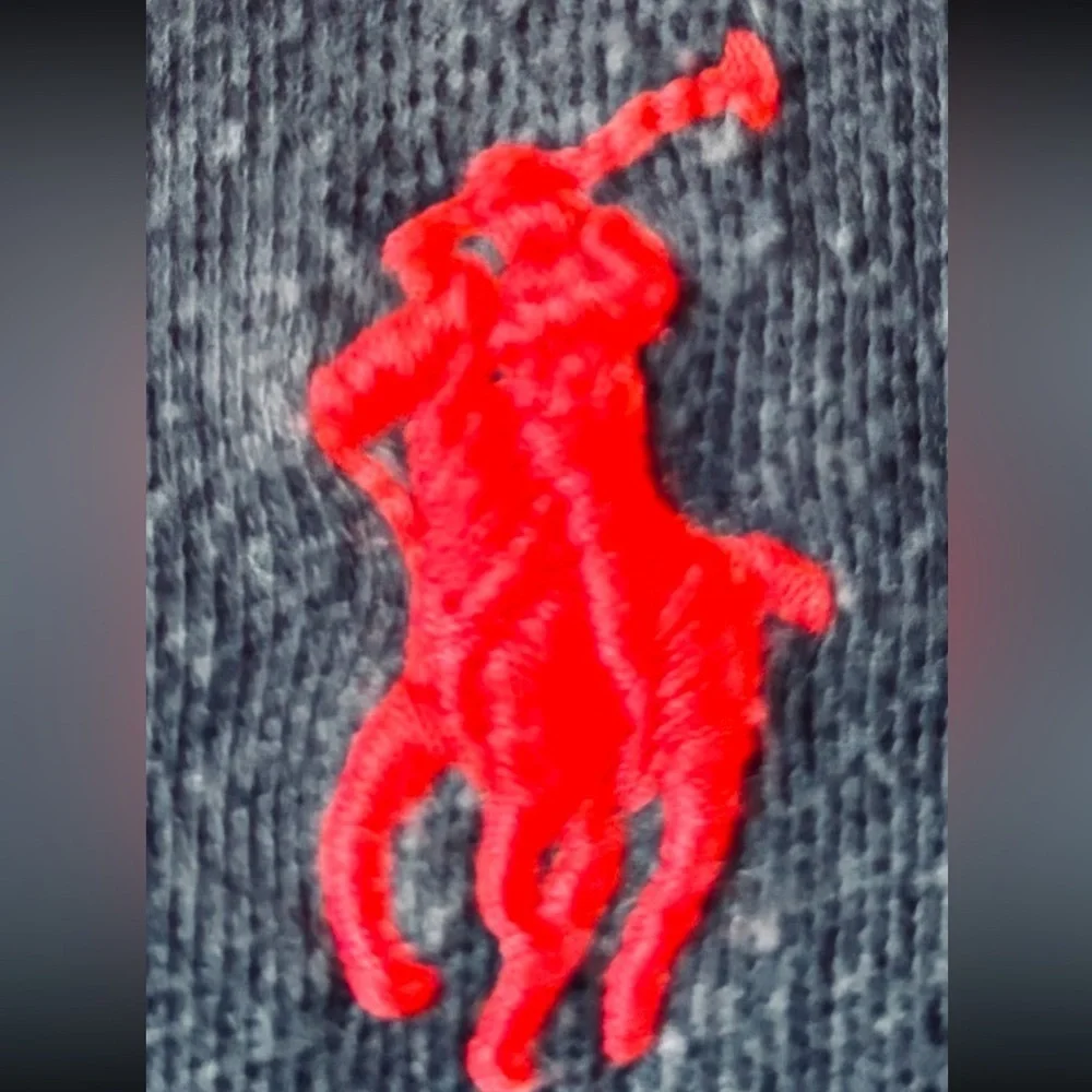 Ralph Lauren Men's Polo Shirt in Black with Red Embroidered Logo